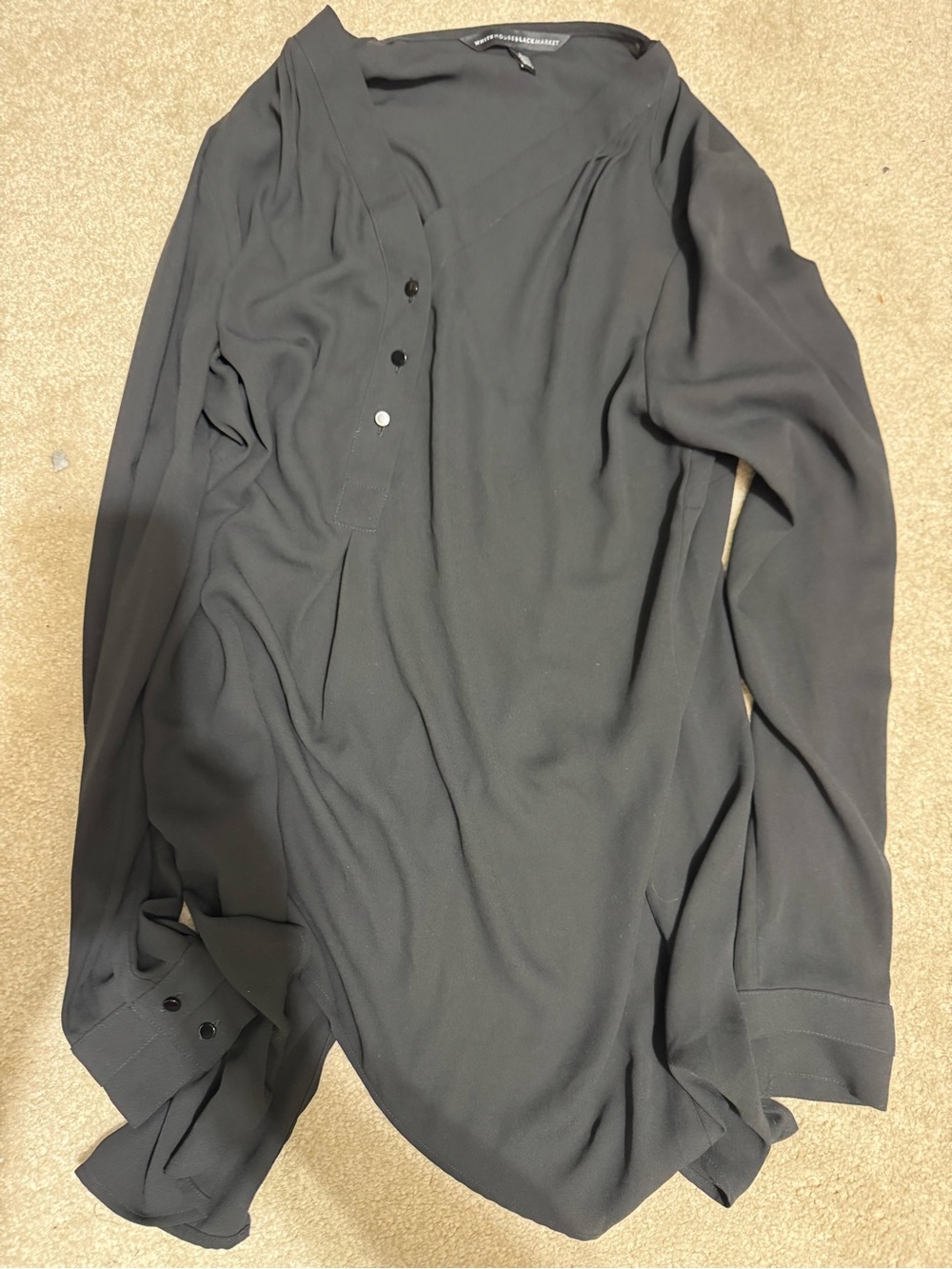 2/$8 SHIRTS 👚 SALE | White House Black Market Black Long-Sleeve V-Neck Button Bl